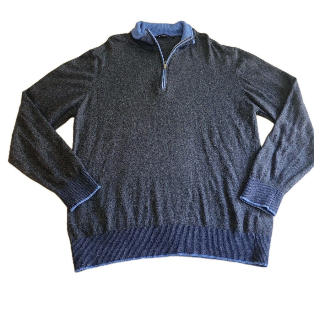 Codice Men's 1/4 Zip Sweater Cashmere Merino Wool Blend Gray Size 54 Luxury‎